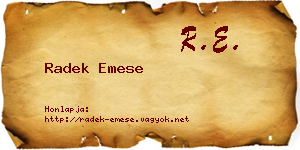 Radek Emese névjegykártya